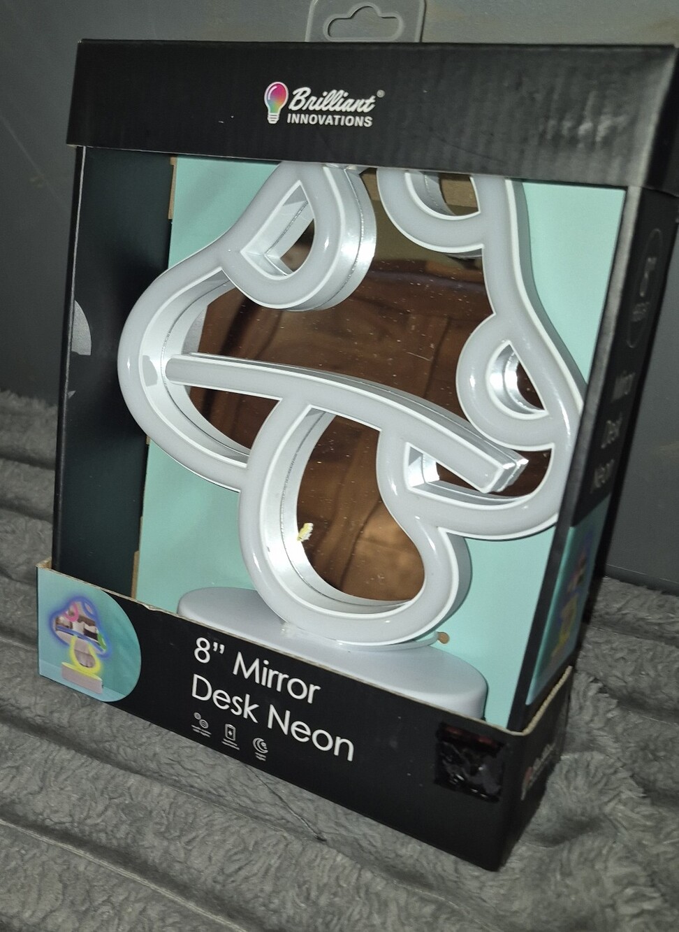 White Neon Mirror Desk Decor - Picture 1 of 1